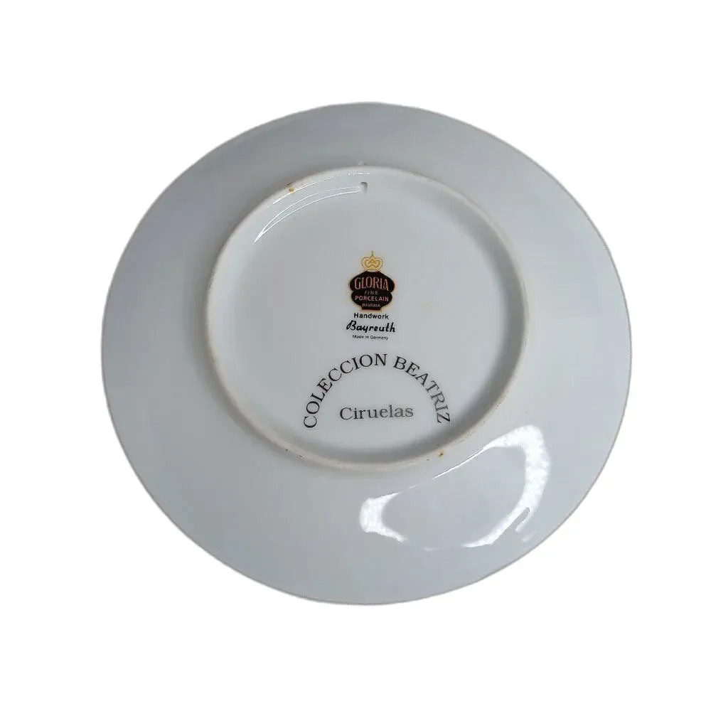 Gloria Fine Porcelain Handwork Coleccion Beatriz Ciruelas Decorative Wall Plate